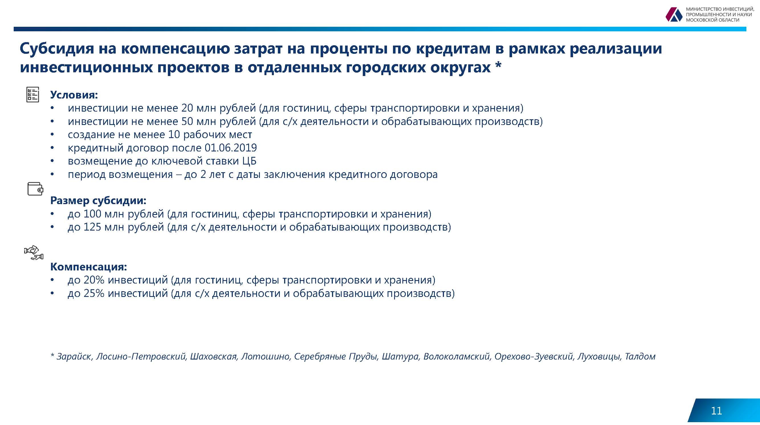 Действующие меры поддержки бизнеса на территории Московской области