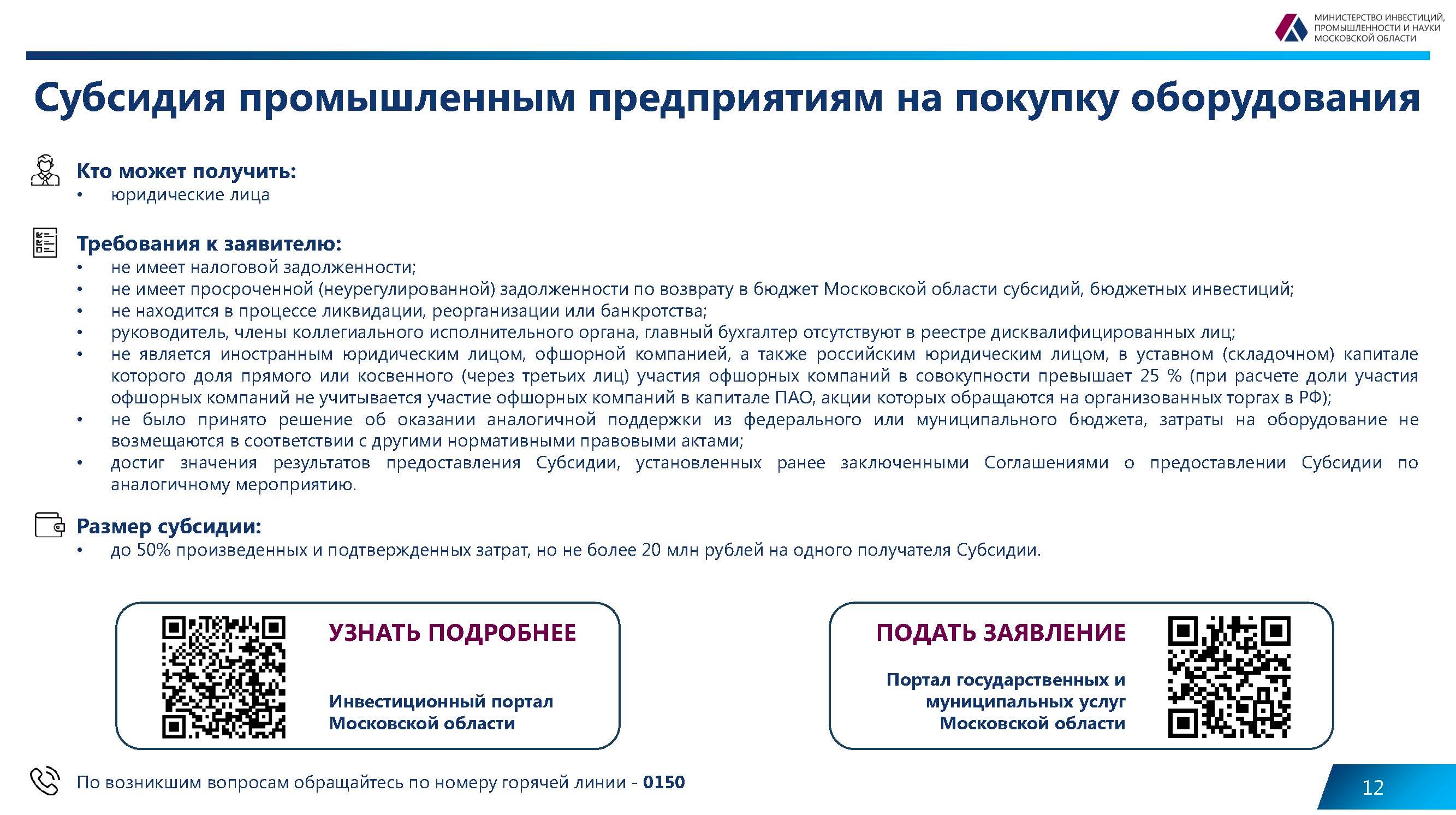 Действующие меры поддержки бизнеса на территории Московской области