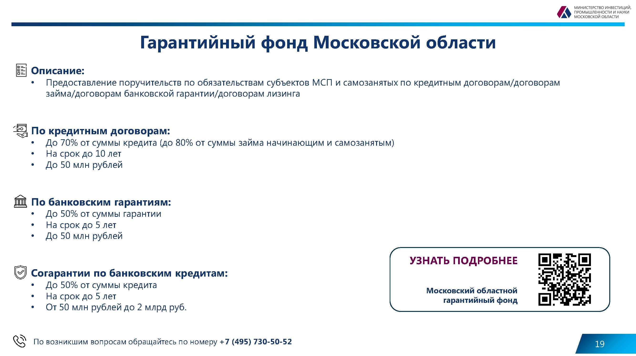 Действующие меры поддержки бизнеса на территории Московской области