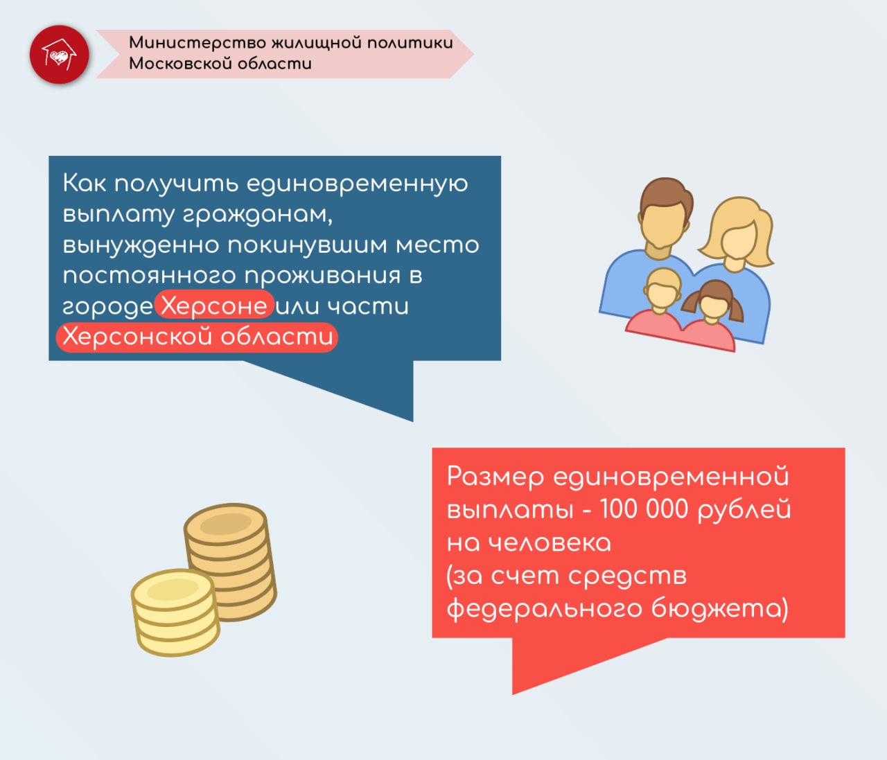 Как получить единовременную выплату гражданам, вынужденно покинувшим место постоянного проживания в городе Херсоне или части Херсонской области?