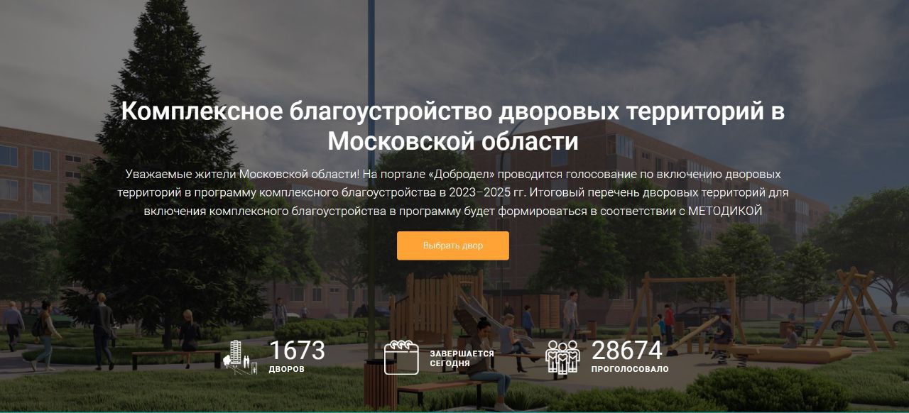 На портале «Добродел» с 20 сентября стартовало голосование за включение дворов в программу «Комплексного благоустройства дворовых территорий (КБДТ) на 2023–2025 гг.»