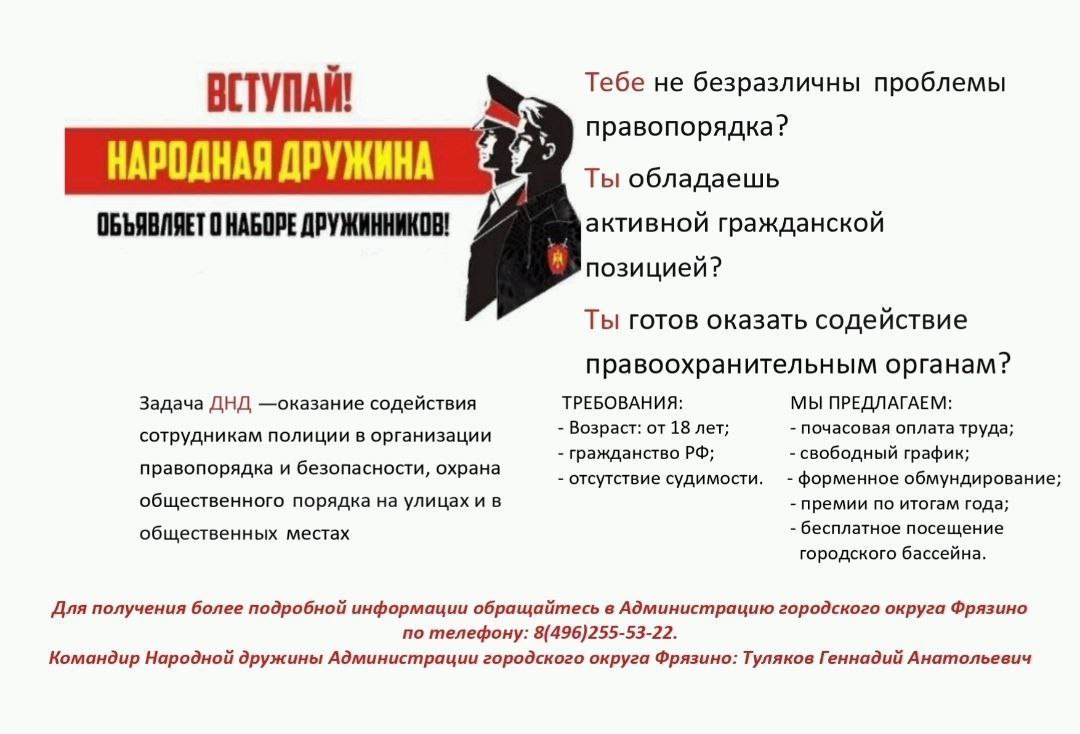 Вступай в Народную дружину Фрязино!