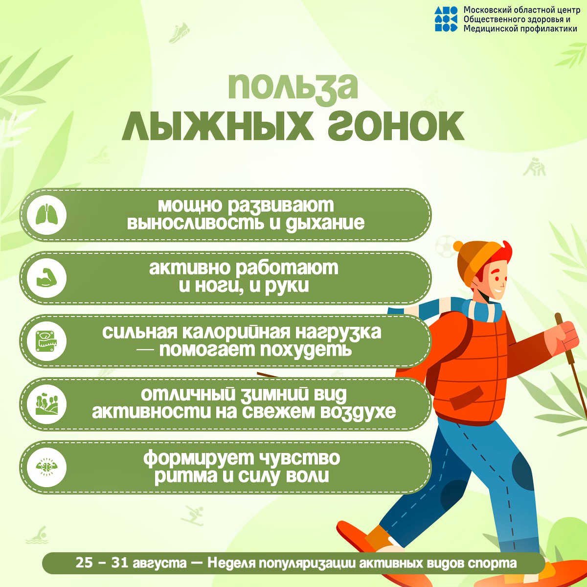 Знаете ли Вы, что взрослым необходимо уделять физической активности не менее 150 минут в неделю, а при скандинавской ходьбе задействованы до 90% мышц?