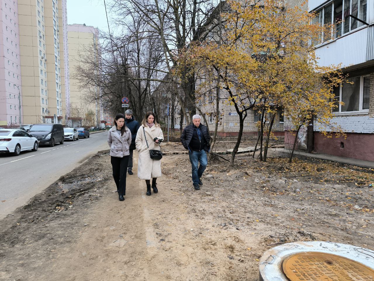 Заместитель главы городского округа Фрязино Наталья Силаева провела мониторинг благоустройства территории вблизи домов 8 и 10 по улице Попова