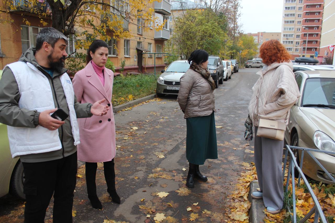 Заместитель главы городского округа Фрязино Наталья Силаева в рамках обхода закрепленной территории, встретилась с жителями во дворе между Ленина д.33, ул. Попова д.1 и ул. Горького д.2